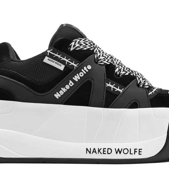 NEW Naked Wolfe Slider Black Sneakers - Picture 2 of 4